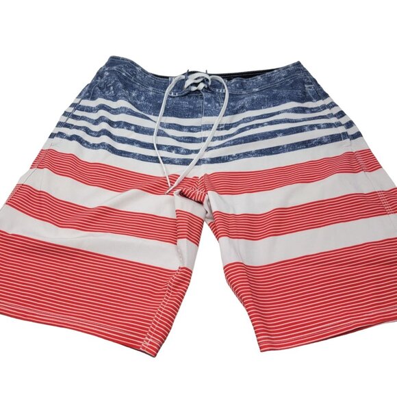 O'Neil Boars Shorts Size 32 Men's Red White Blue Drawstring Waist Pockets - Picture 2 of 7